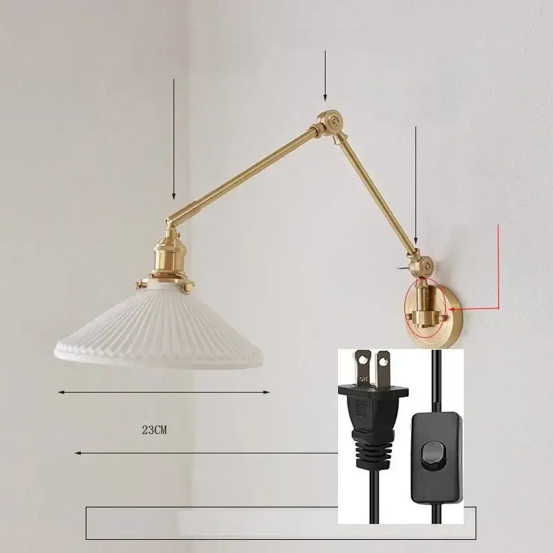 Brass Ceramic Wall Sconce with LED Lighting