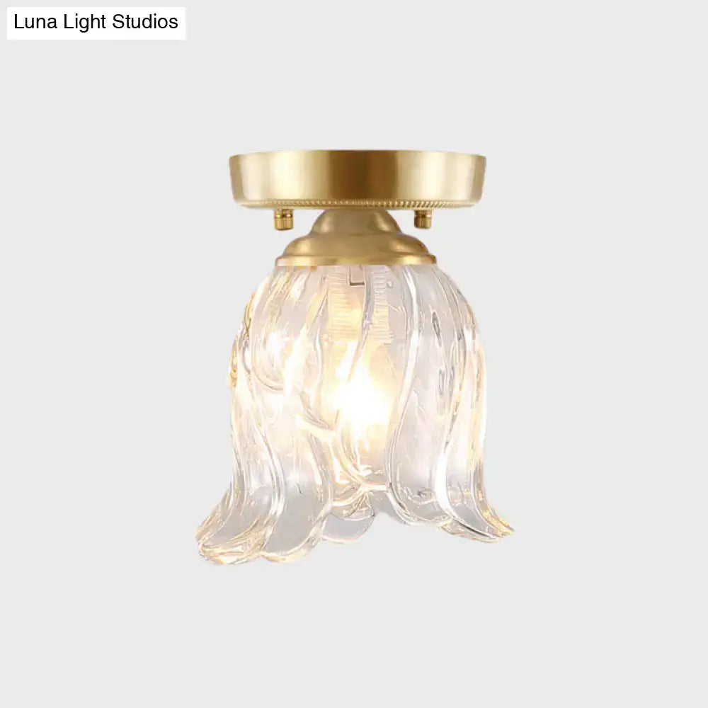 Brass Glass Flush Mount Light