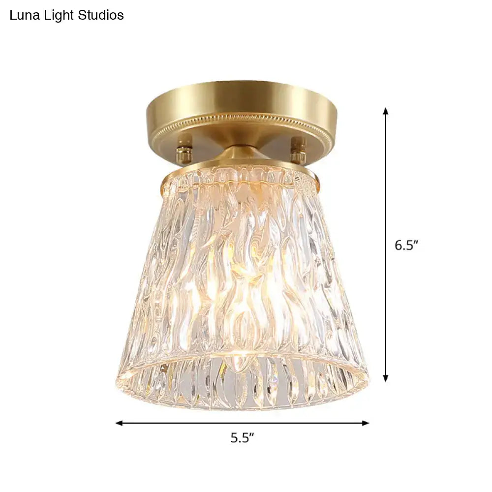 Brass Glass Flush Mount Light
