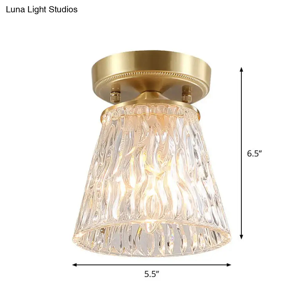 Brass Glass Flush Mount Light