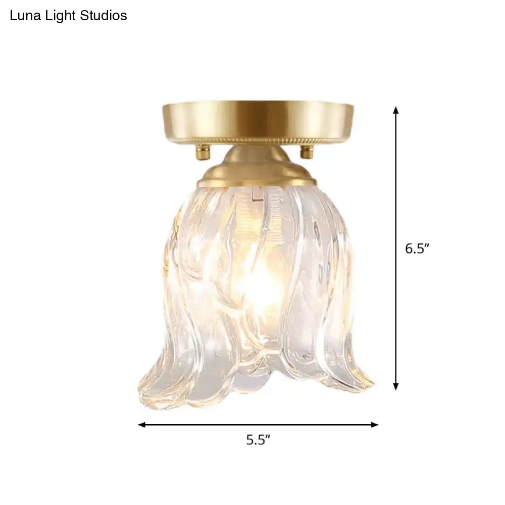 Brass Glass Flush Mount Light