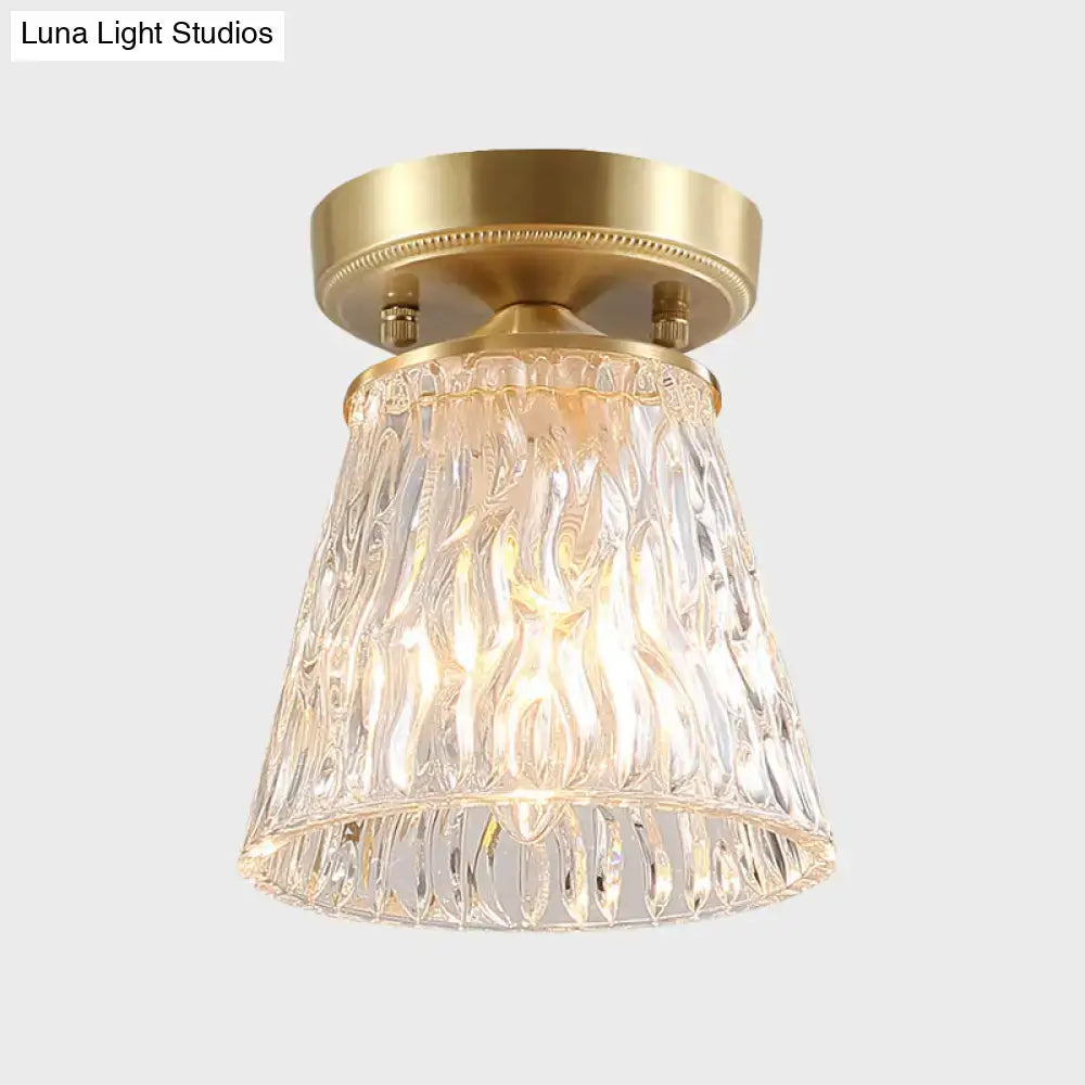 Brass Glass Flush Mount Light