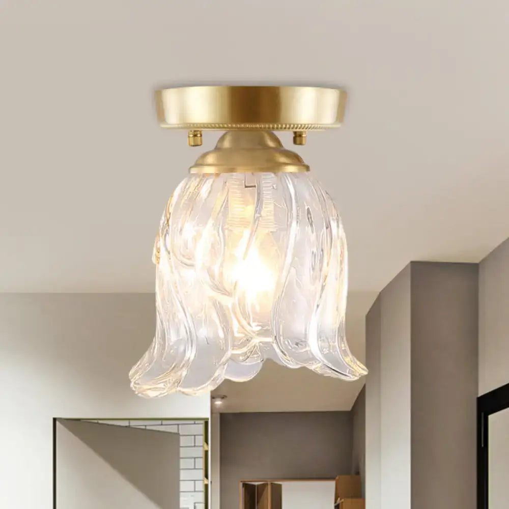 Brass Glass Flush Mount Light