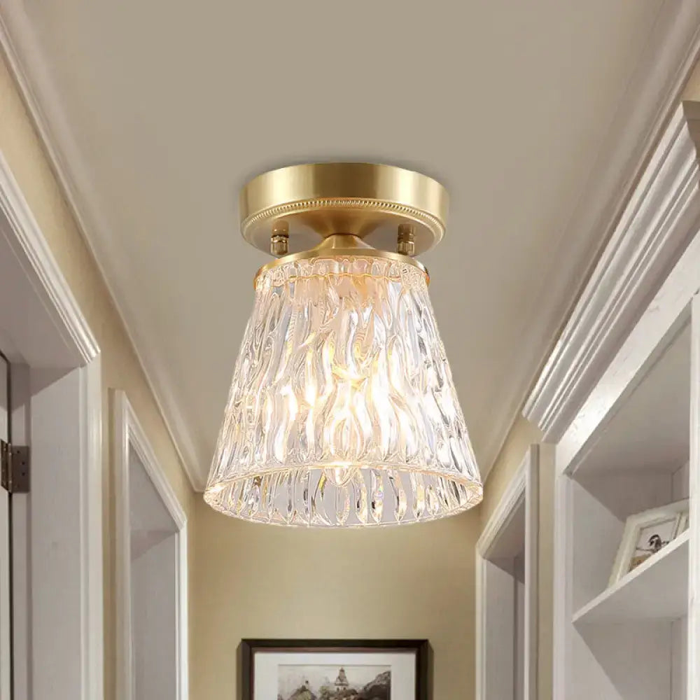 Brass Glass Flush Mount Light