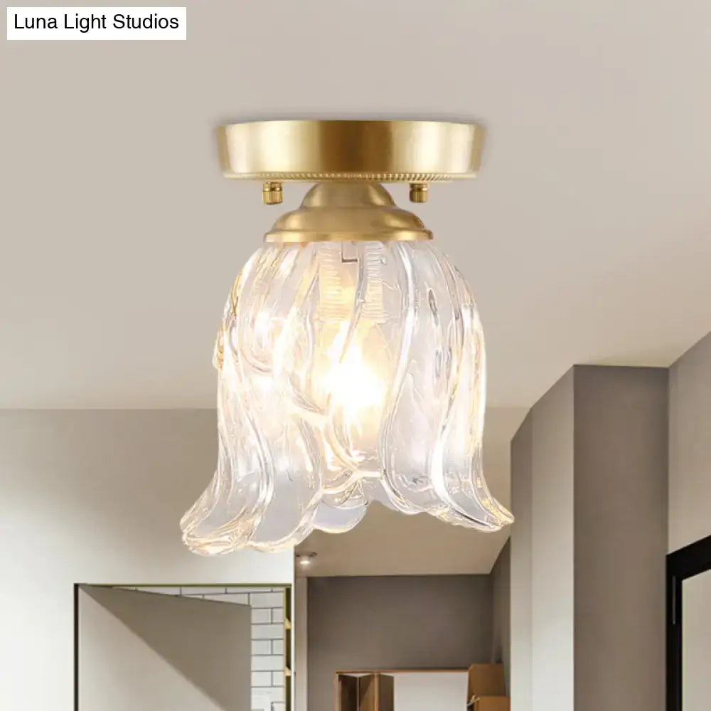 Brass Glass Flush Mount Light