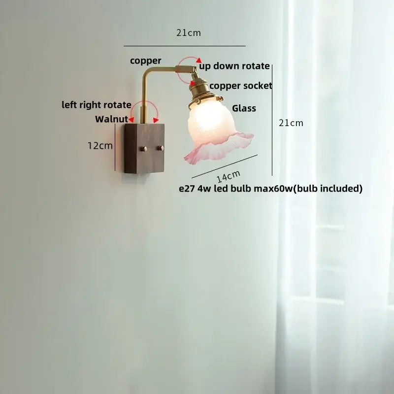 Brass Walnut Glass Sconce