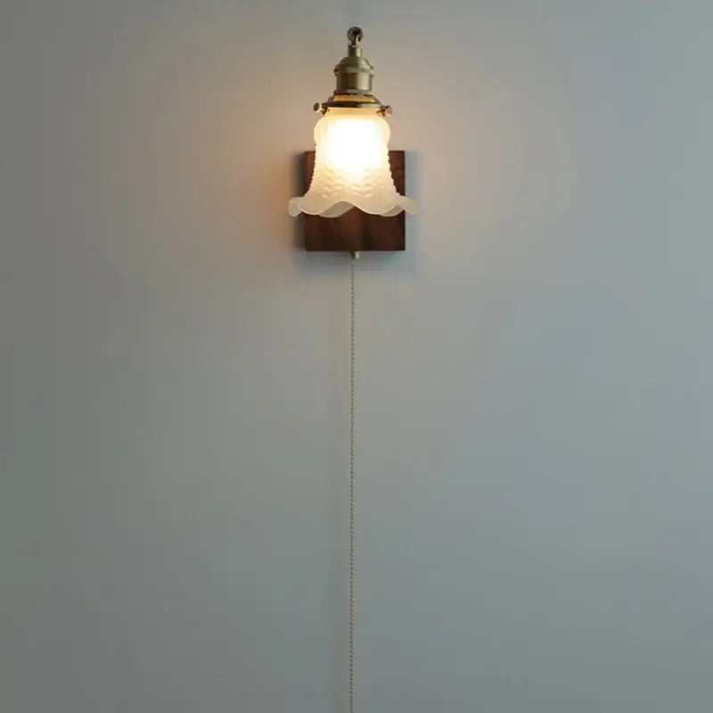 Brass Walnut Glass Sconce
