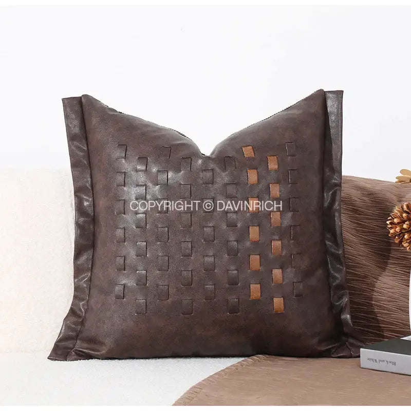 Leather Cross Stitch Cushion