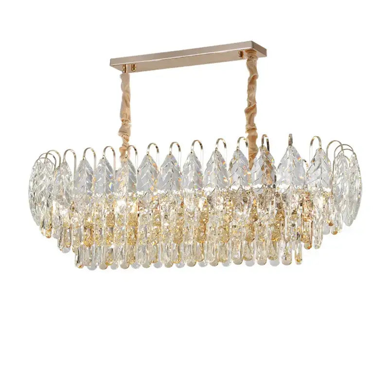 Rose Gold Crystal Chandelier Oval Dimmable