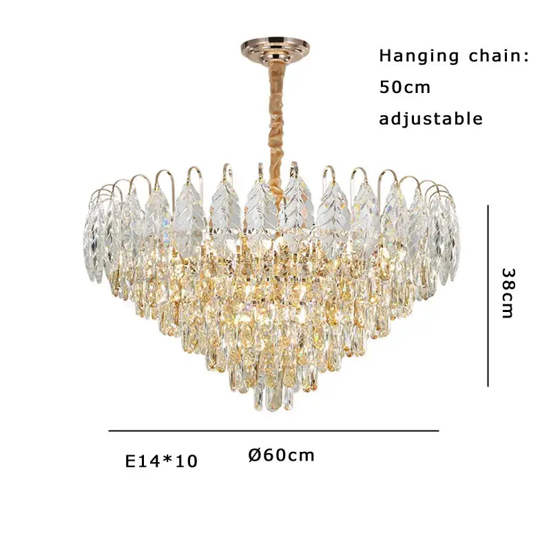 Rose Gold Crystal Chandelier Oval Dimmable