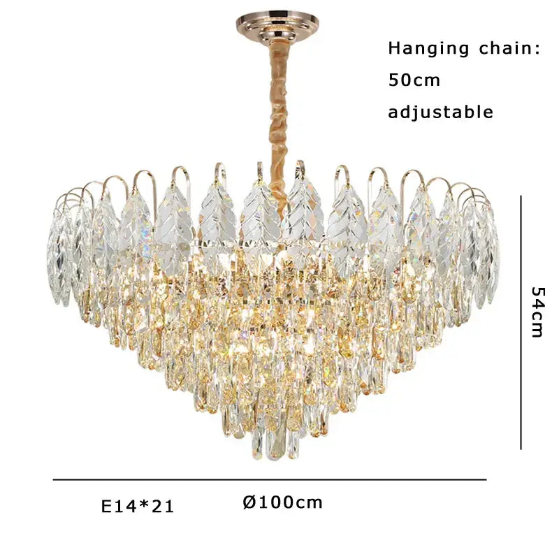 Rose Gold Crystal Chandelier Oval Dimmable