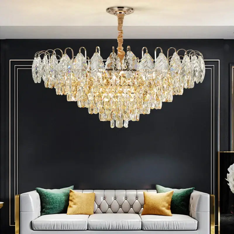 Rose Gold Crystal Chandelier Oval Dimmable