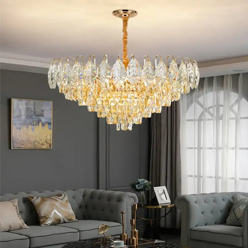 Rose Gold Crystal Chandelier Oval Dimmable