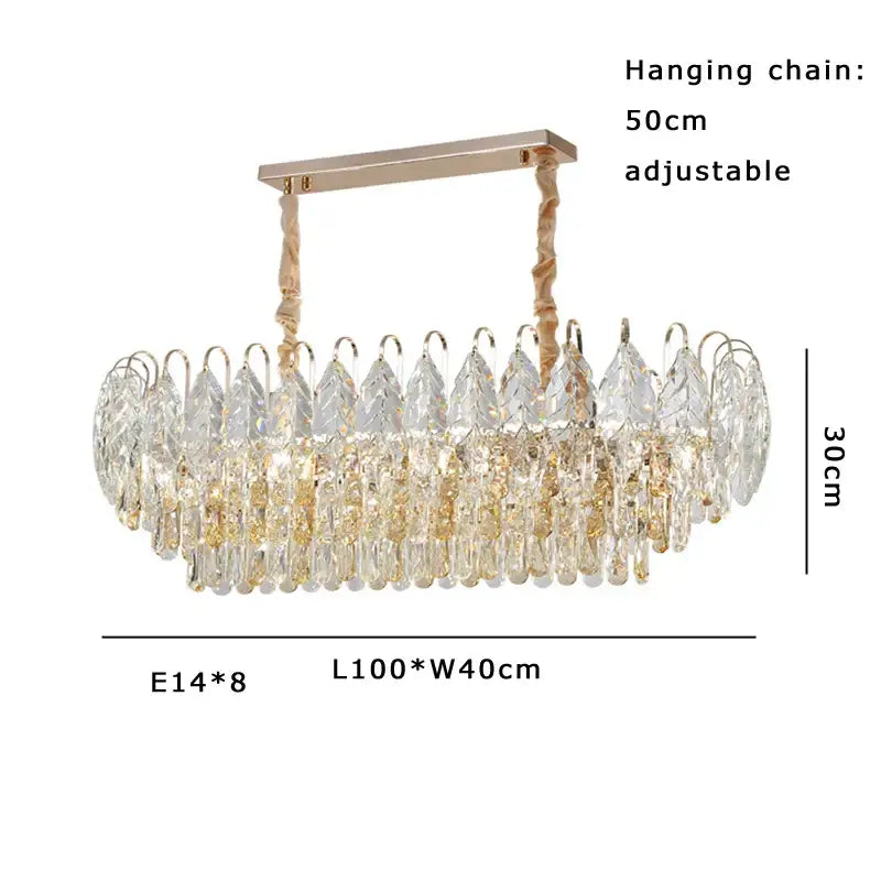 Rose Gold Crystal Chandelier Oval Dimmable