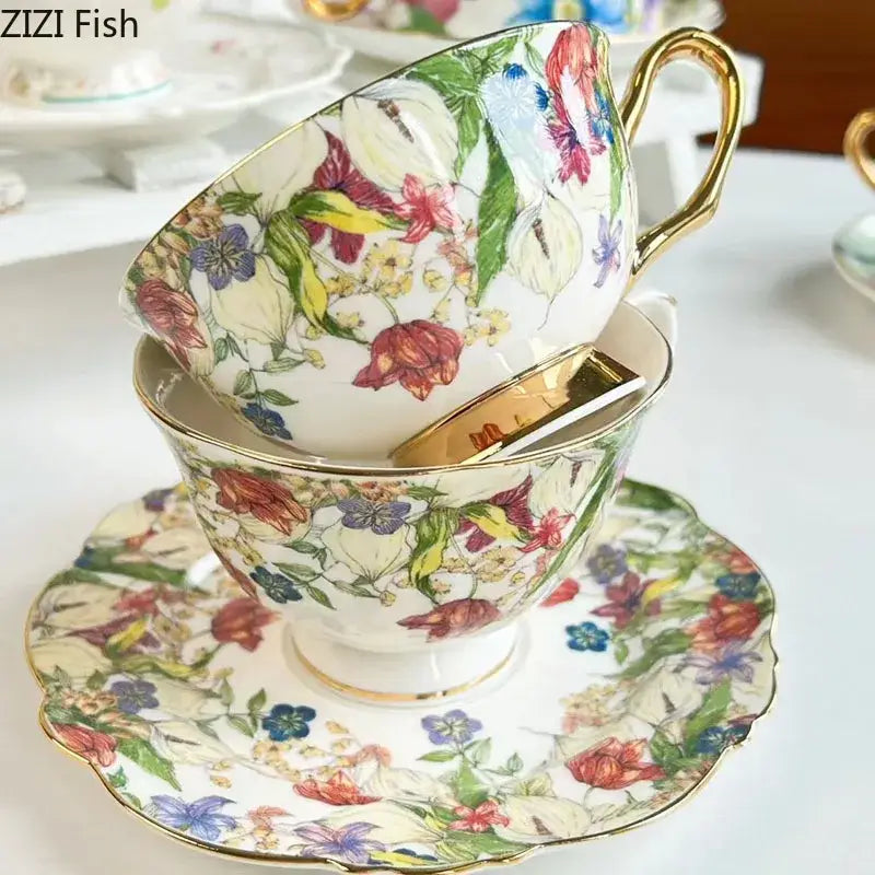 Floral Porcelain Teacup Set