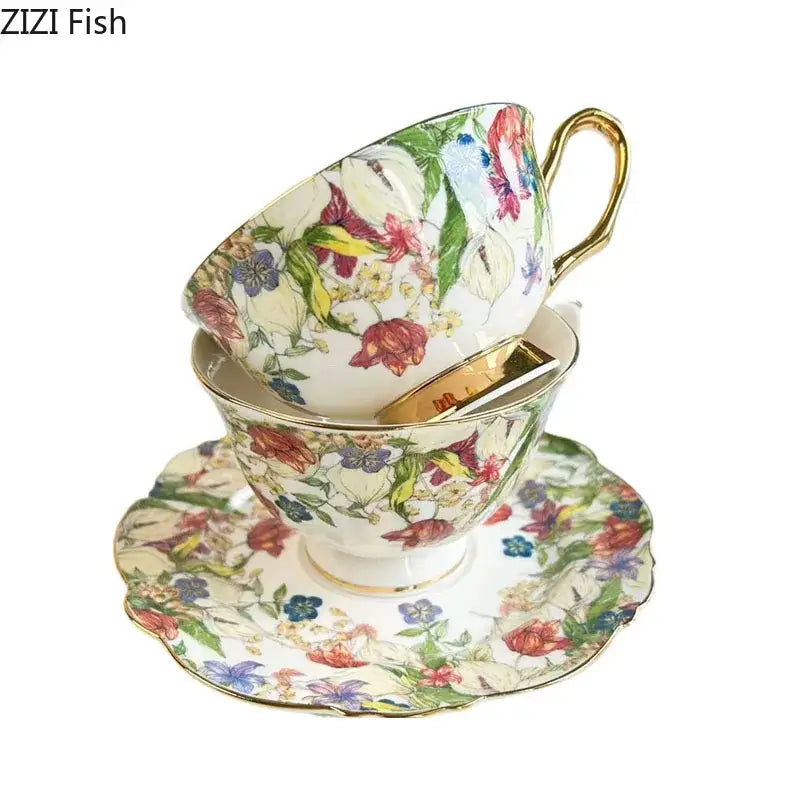 Floral Porcelain Teacup Set