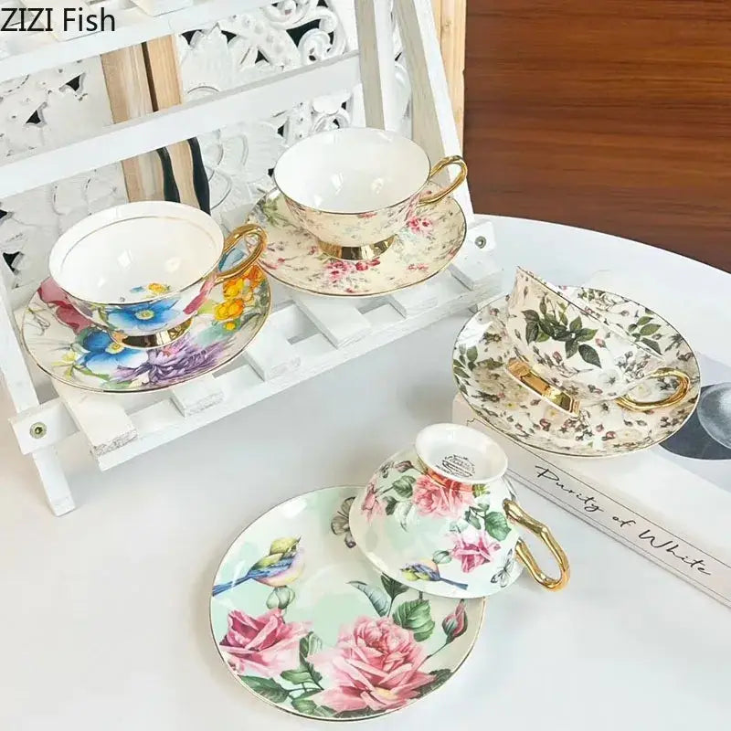 Floral Porcelain Teacup Set
