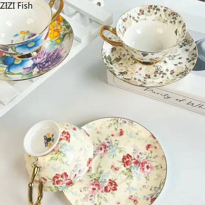 Floral Porcelain Teacup Set