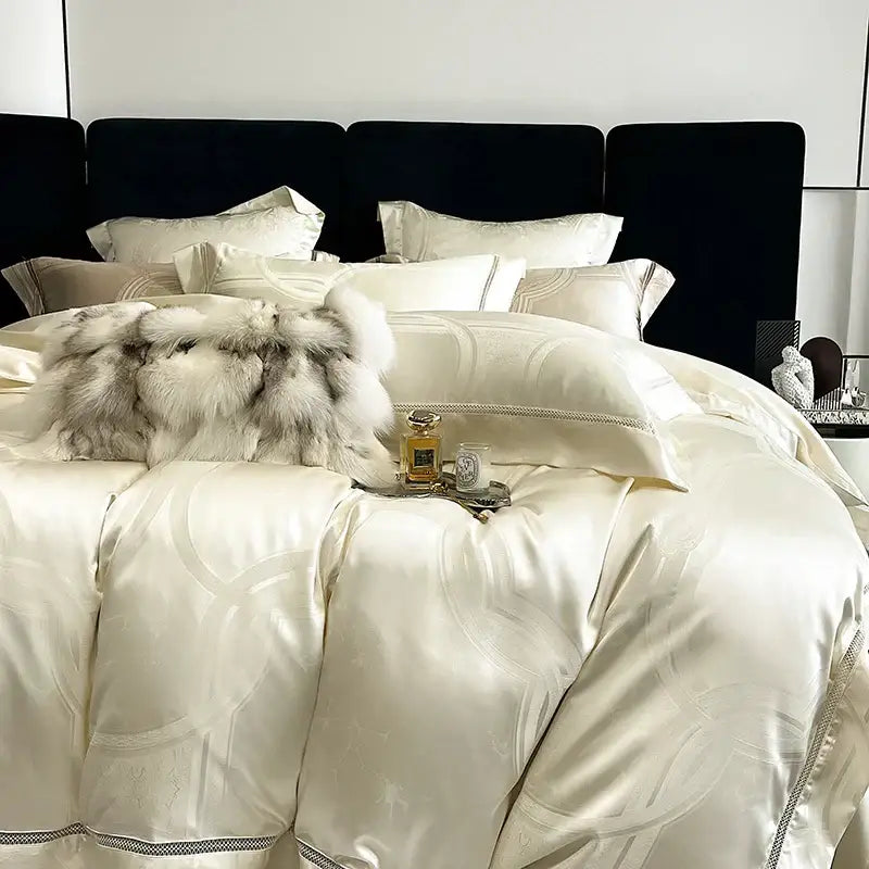Silver Damask Bedding Set
