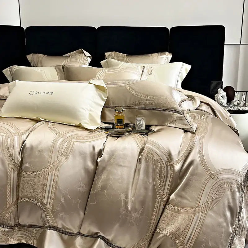 Silver Damask Bedding Set