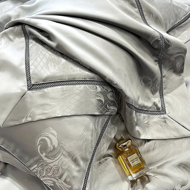 Silver Damask Bedding Set