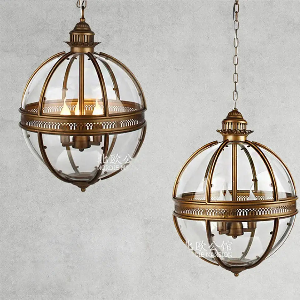 Bronze Glass Globe Chandelier