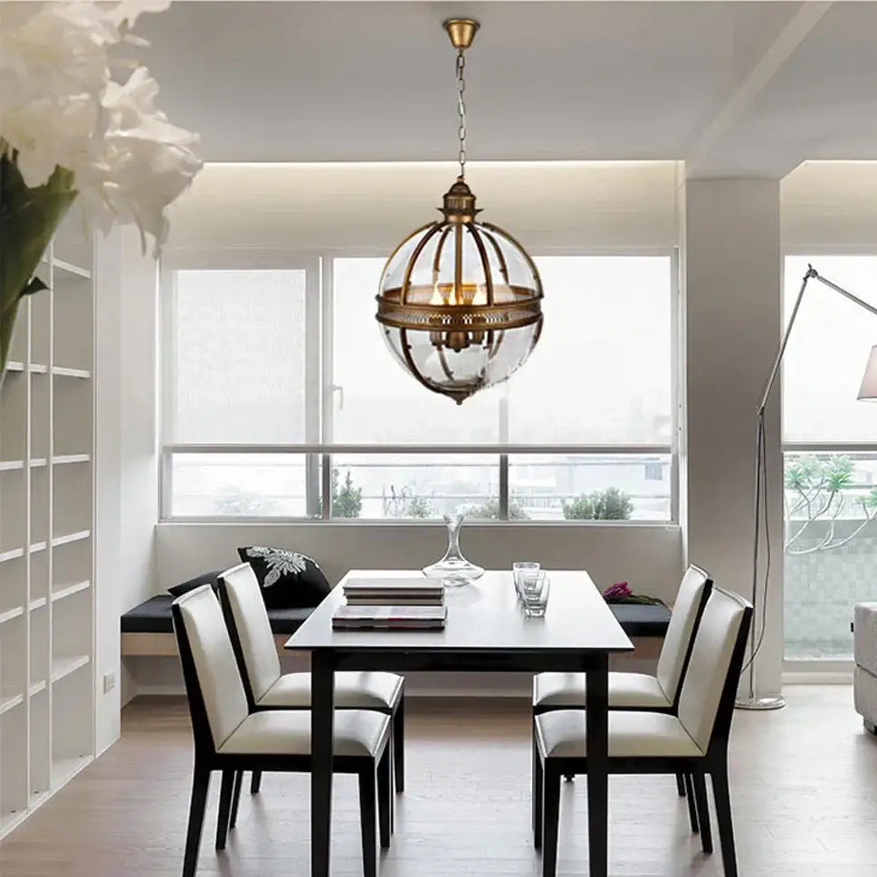 Bronze Glass Globe Chandelier