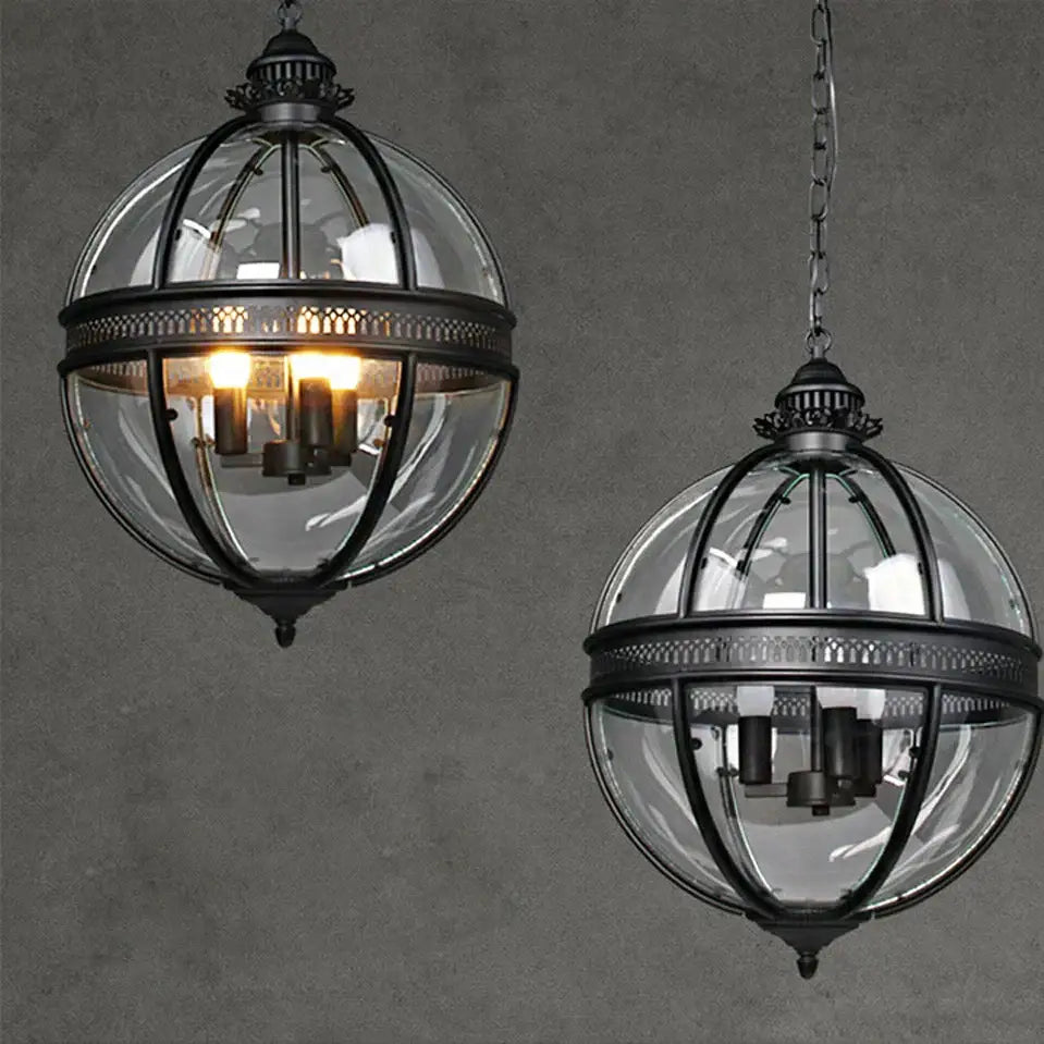 Bronze Glass Globe Chandelier