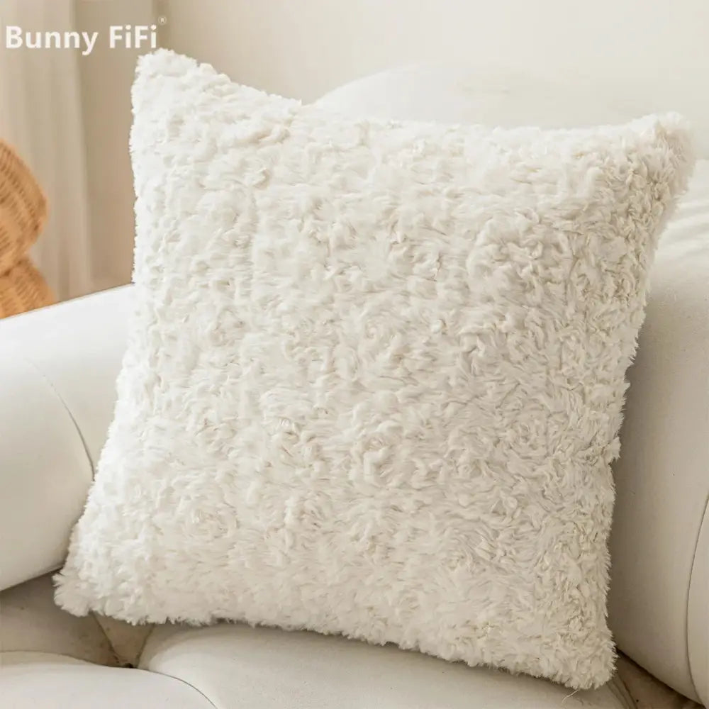 Plush Geometric Cushion Cover