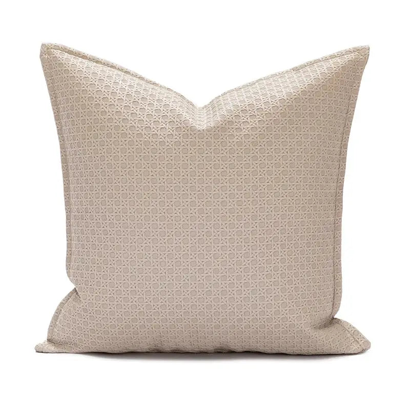 Beige Faux Leather Cushion