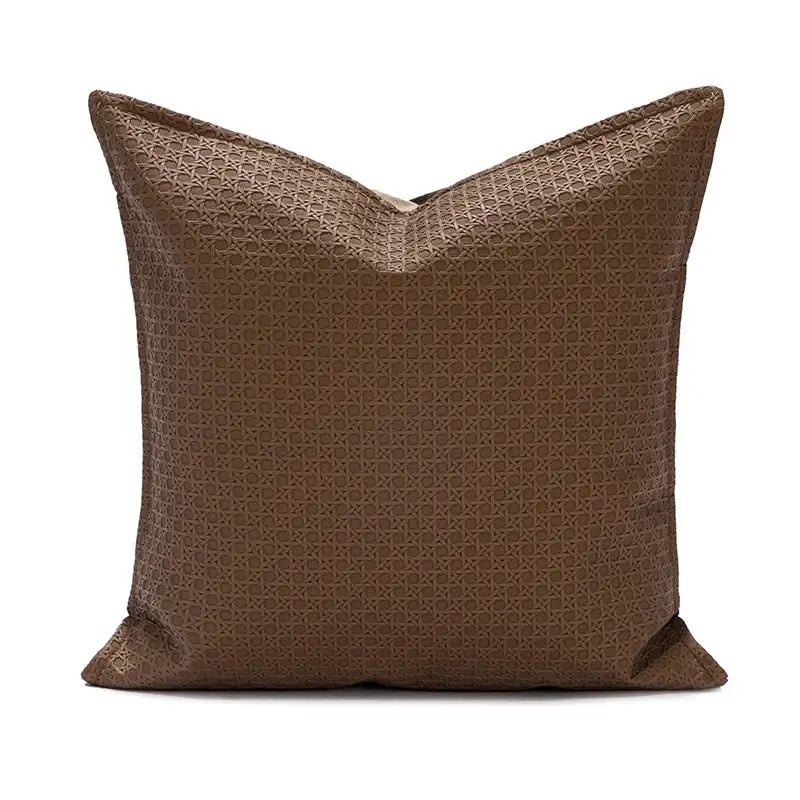Beige Faux Leather Cushion
