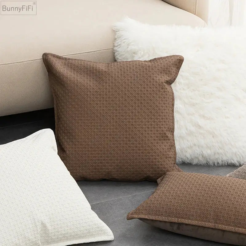 Beige Faux Leather Cushion