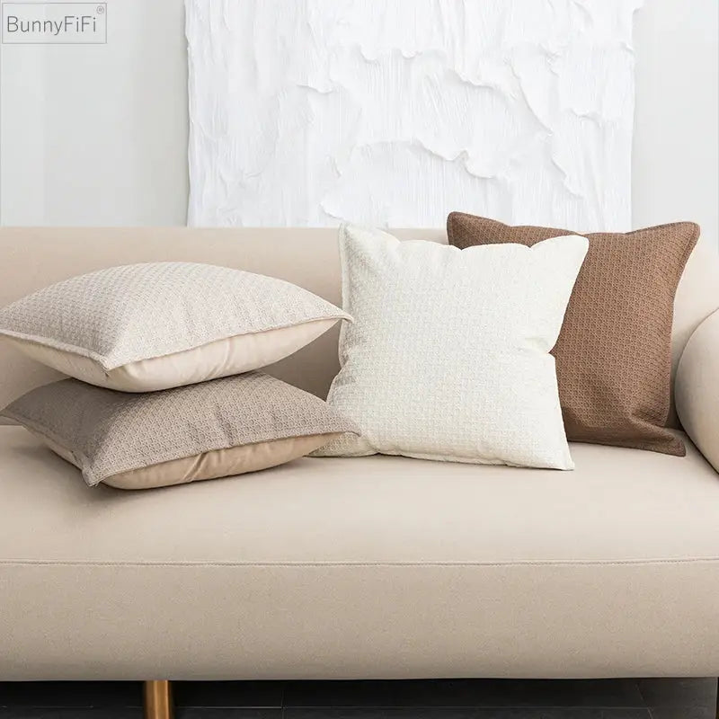 Beige Faux Leather Cushion