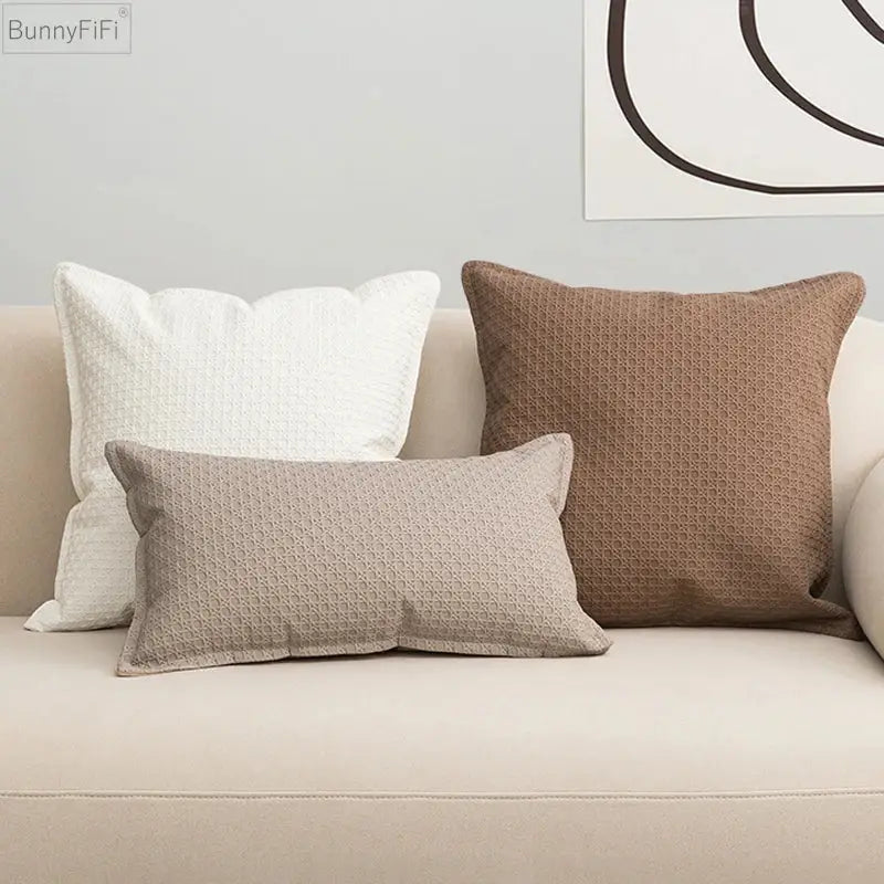 Beige Faux Leather Cushion