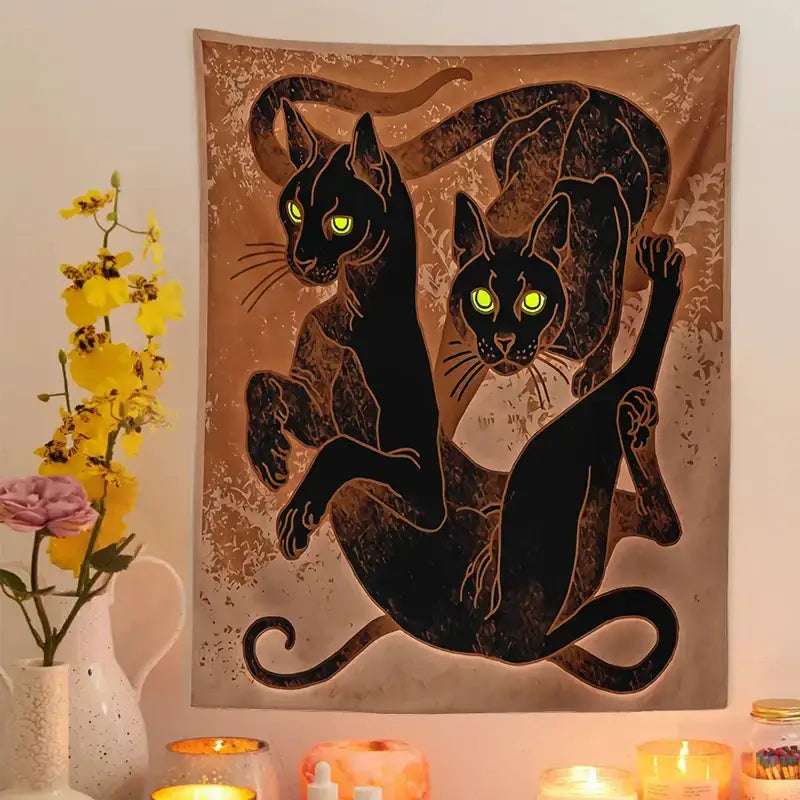 Black Cat Wall Tapestry