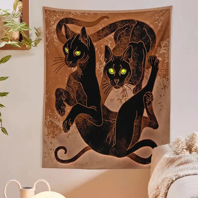 Black Cat Wall Tapestry