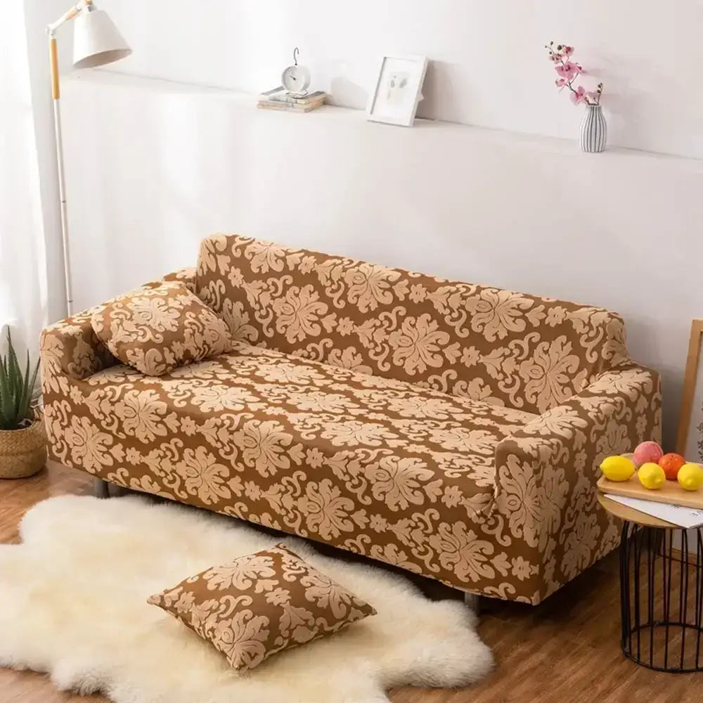 Brown Damask Sofa Cover