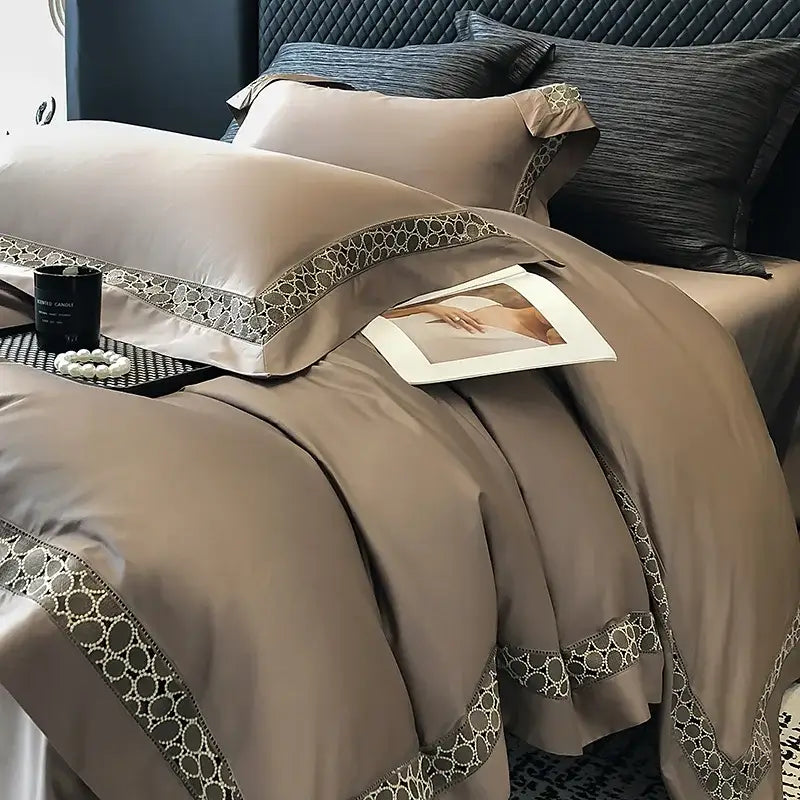 Brown Lace Bedding Set