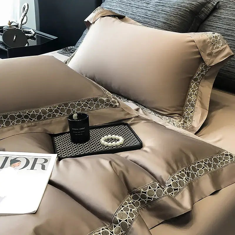 Brown Lace Bedding Set