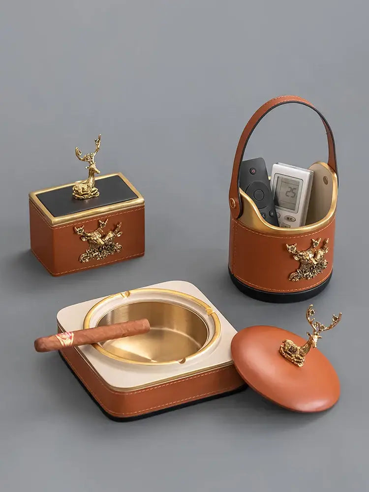 Brown Leather Storage Basket