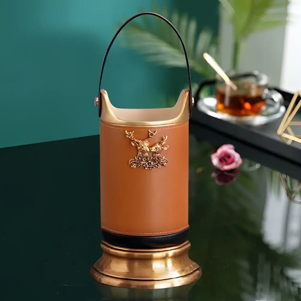 Brown Leather Storage Basket