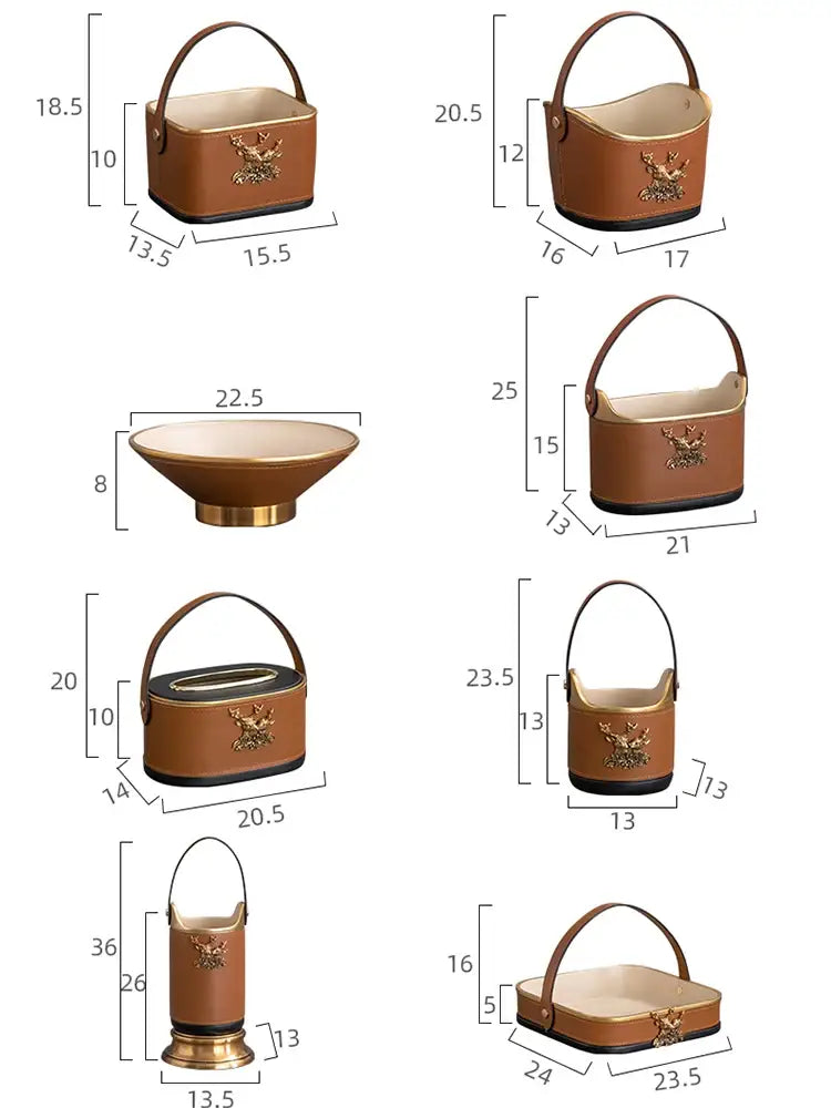 Brown Leather Storage Basket