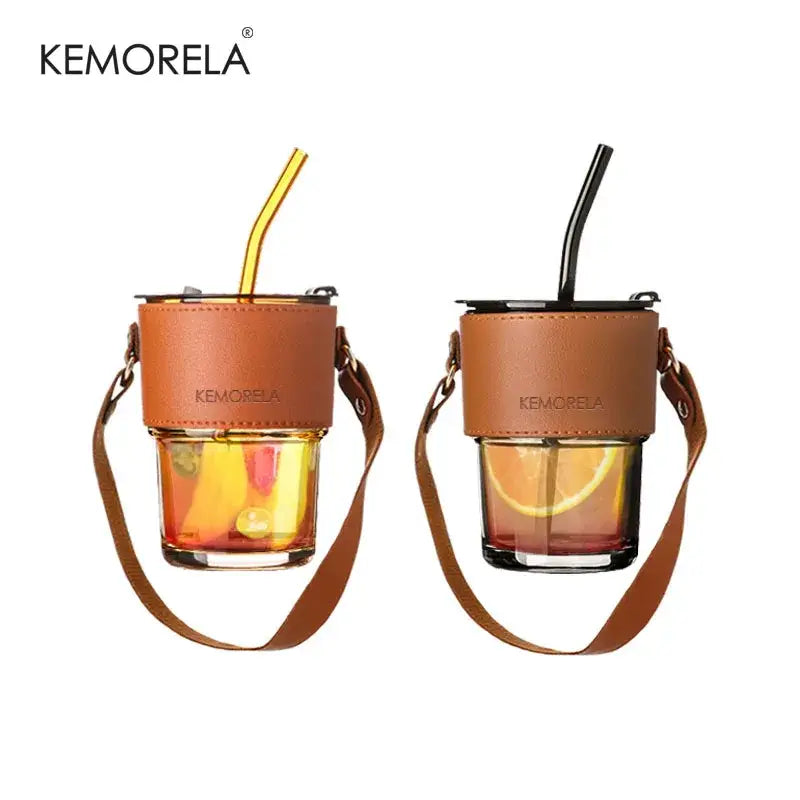 Brown Leather Glass Tumbler