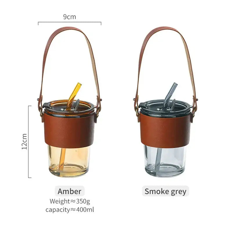 Brown Leather Glass Tumbler