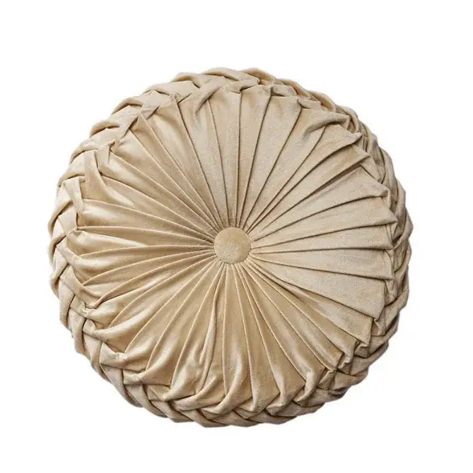 Pleated Velvet Round Cushion