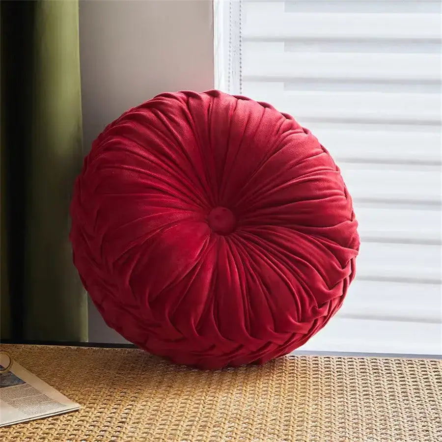 Pleated Velvet Round Cushion