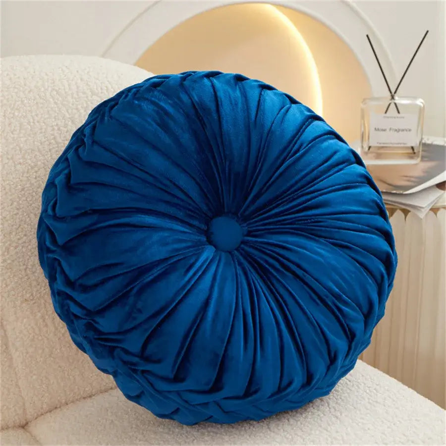 Pleated Velvet Round Cushion