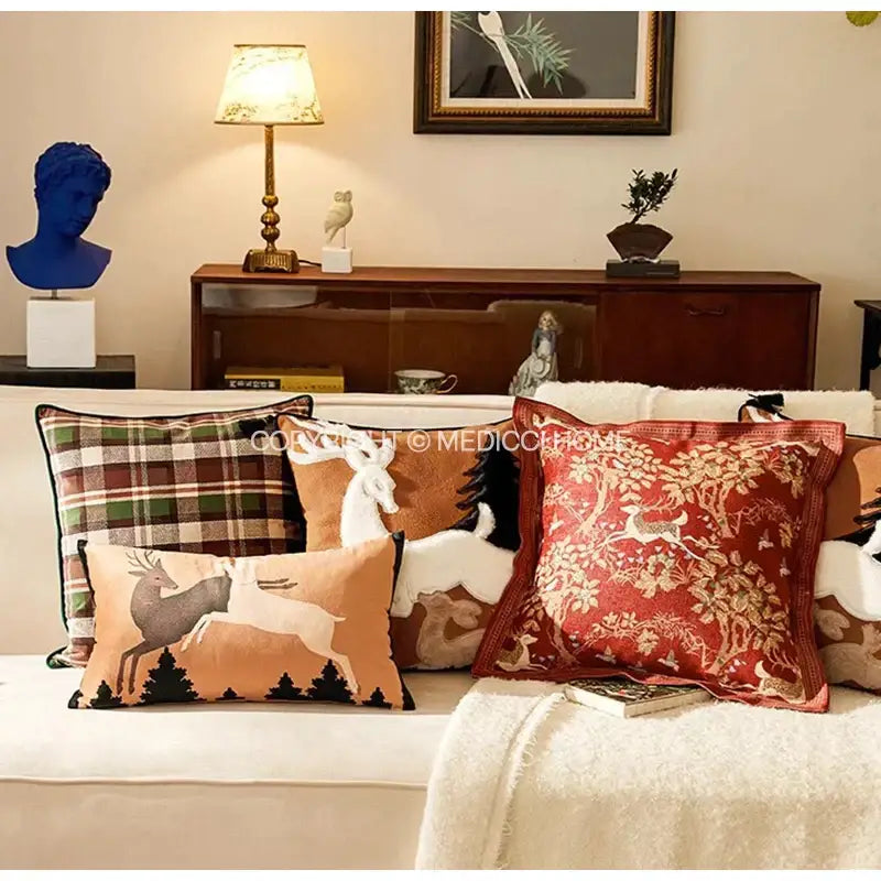 Velvet Reindeer Cushion Cover