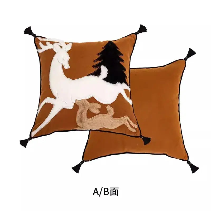 Velvet Reindeer Cushion Cover