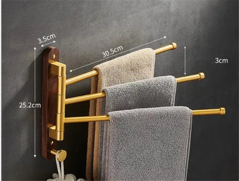 Gold Wood Swivel Towel Rack